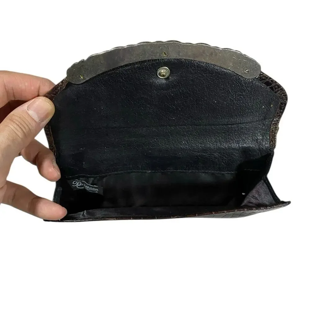 Y2K Brighton Croco Embossed Leather Snap Wallet